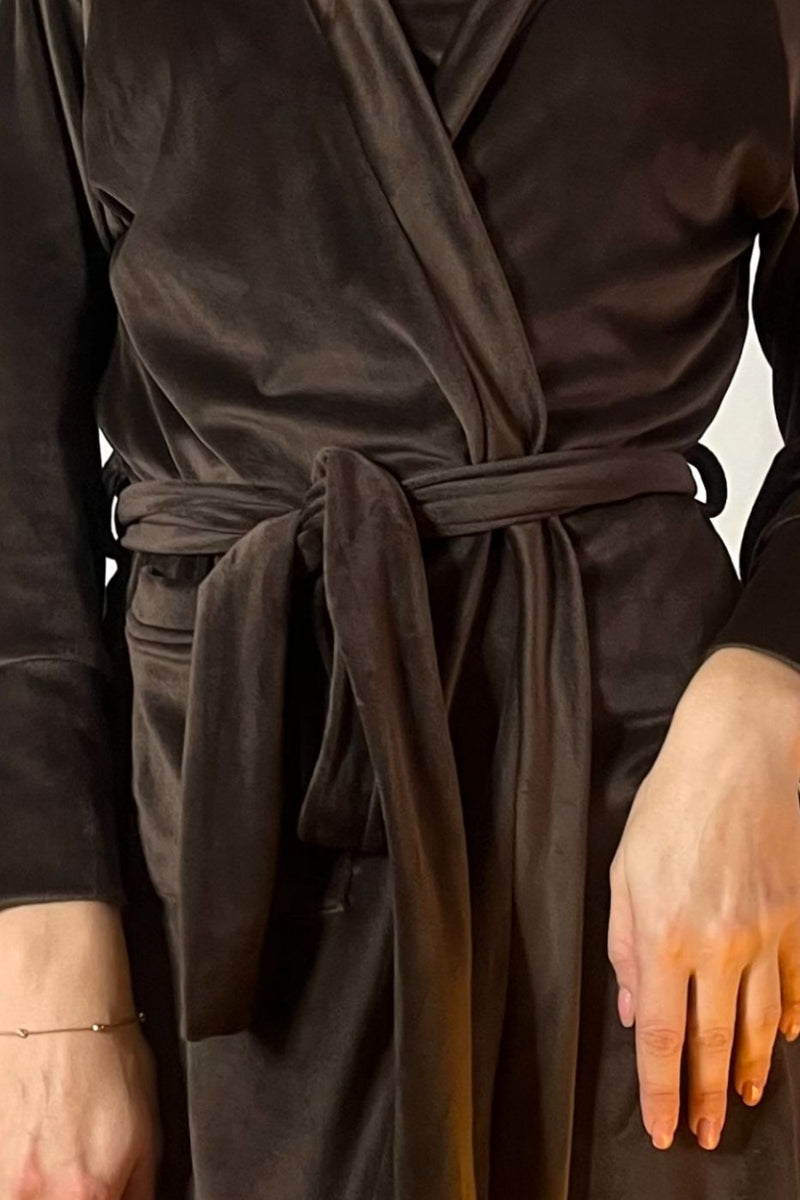 Велюровый халат с поясом Хш1600 brown