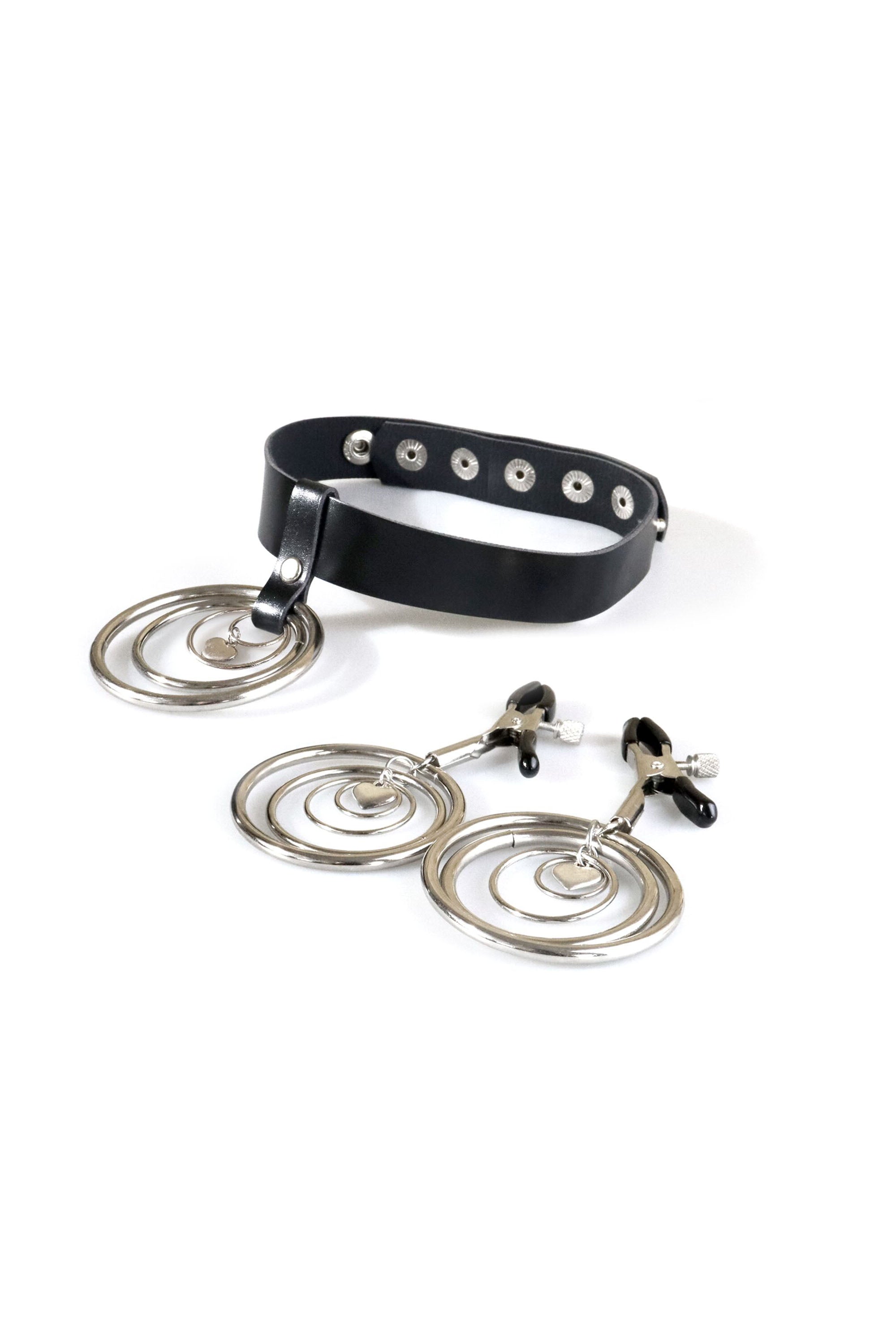 Эротический набор Choker and Nipple clamps Triada black