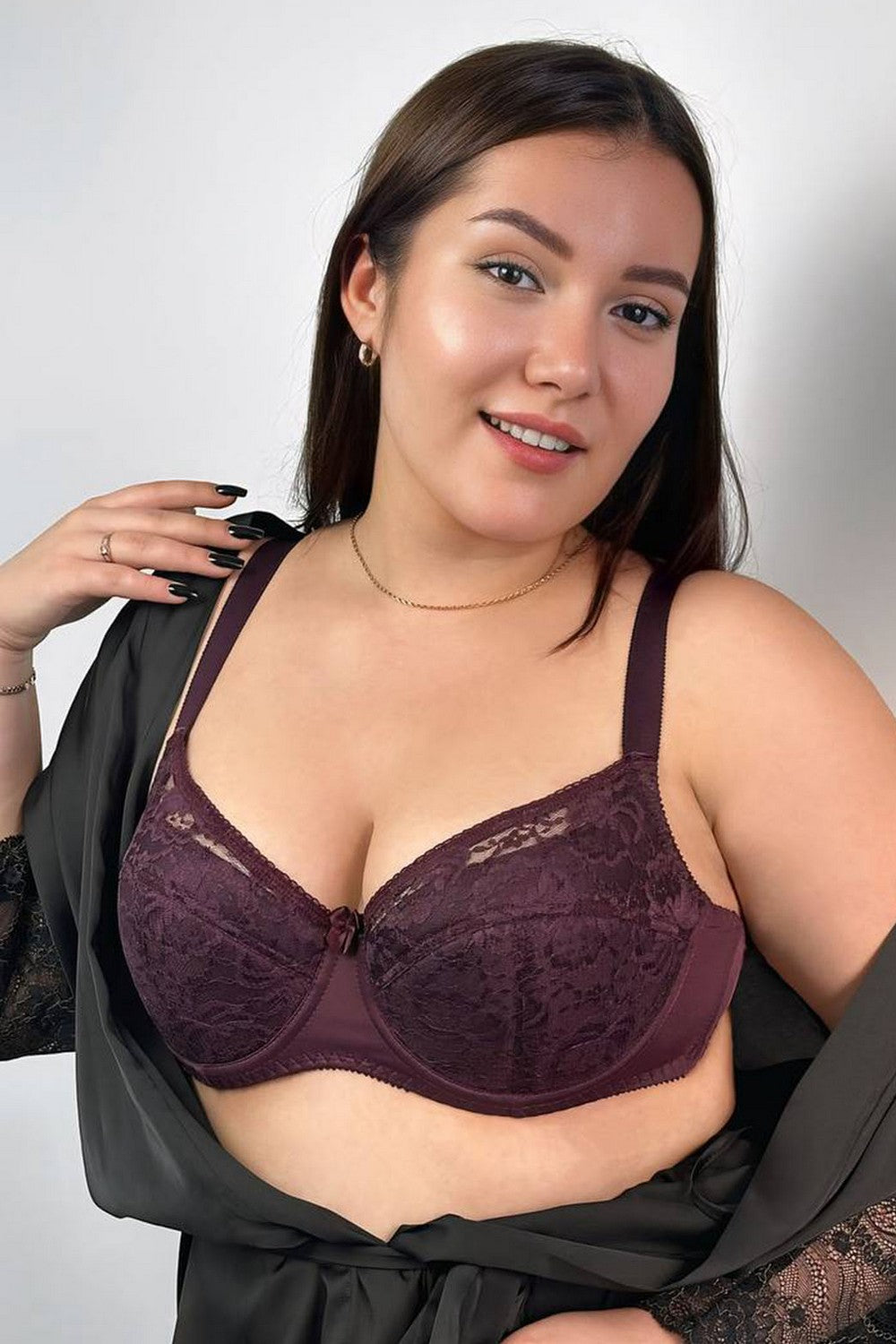Ущільнений бюстгальтер з мережива 250811 Classic plum