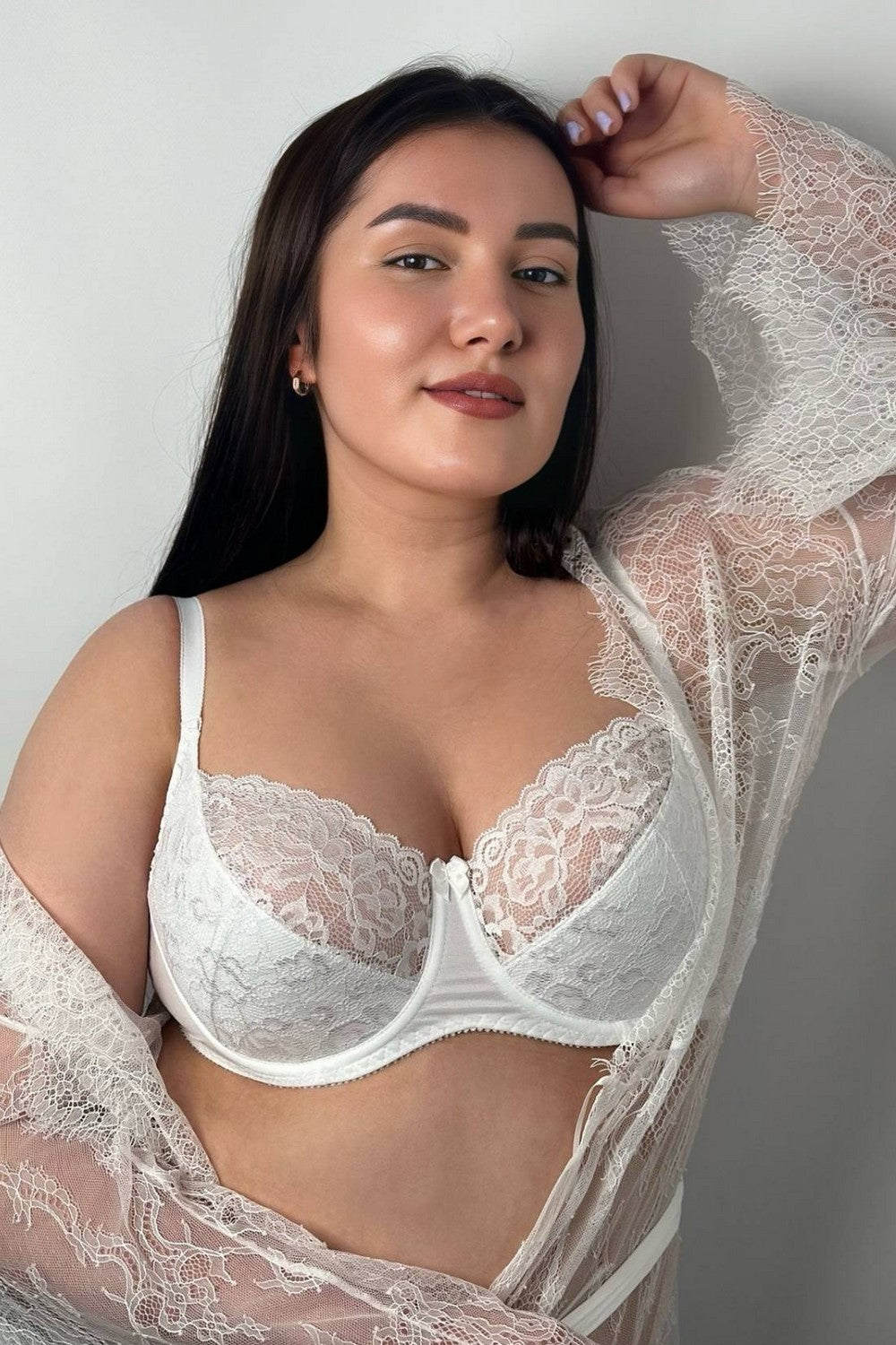 Напівдубльований бюстгальтер з мереживом 309000 Classic white