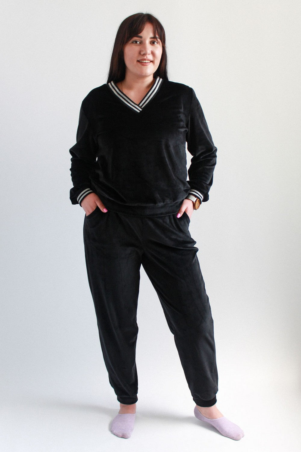 Велюровая пижама с брюками Geri Home black