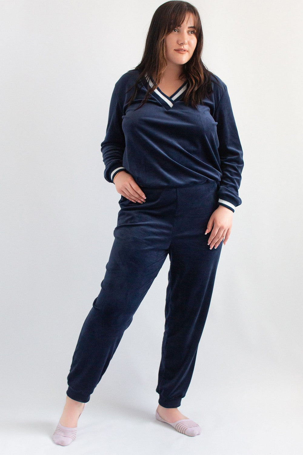 Велюровая пижама с брюками Geri Home dark blue