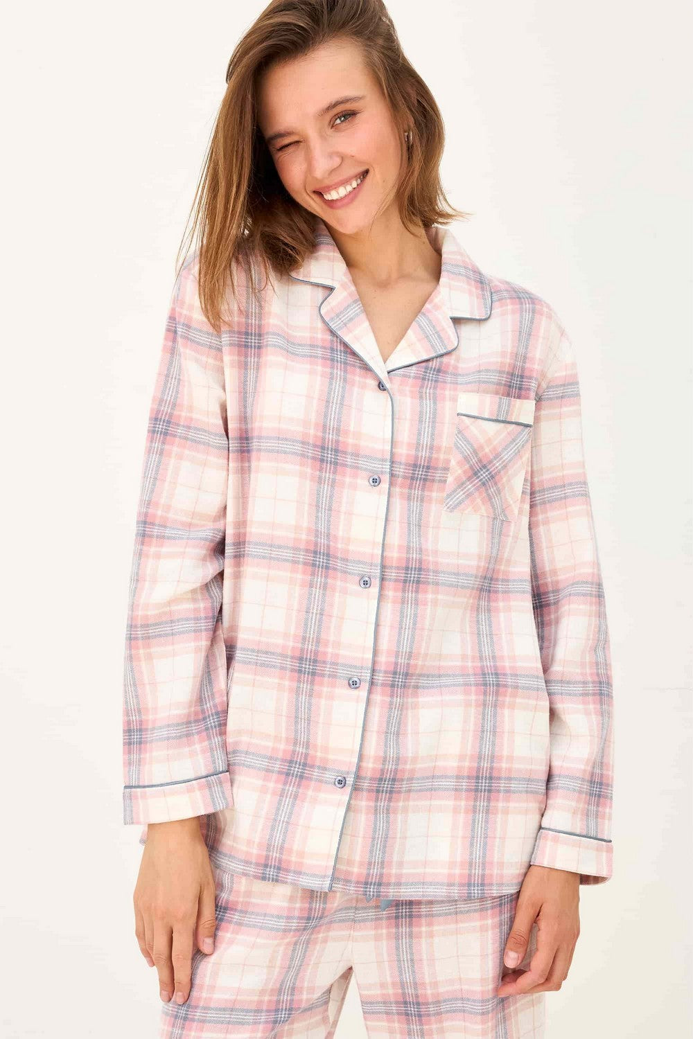 Пижамная блуза на пуговицах LH340-07 Rose Alps rose mix