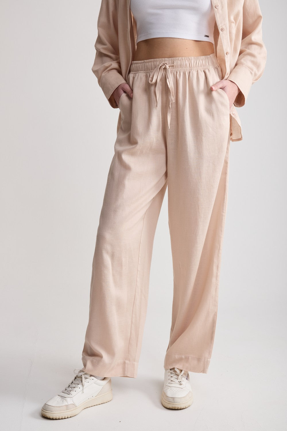 Льняные брюки с карманами LH420-04 Casablanca sandy