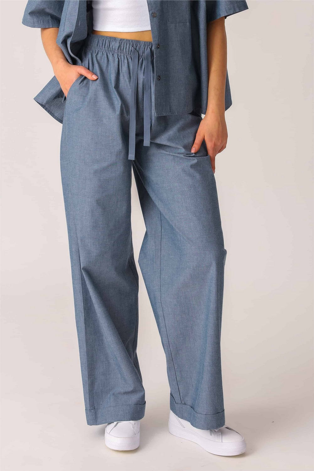 Пижамные брюки с карманами LH420-16 Safari blue