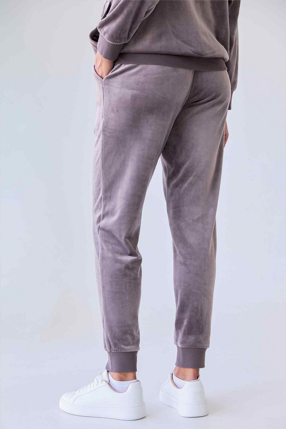 штани велюрові LH421-21 Brugge Velour chocolate mousse Naviale спина