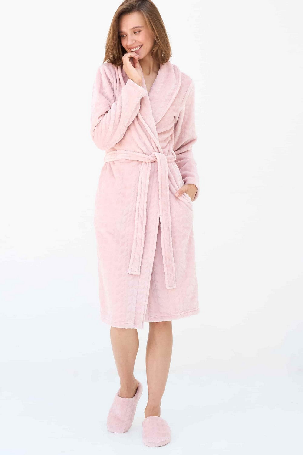 Флисовый халат с поясом LH561-11 Tyrol ashy rose