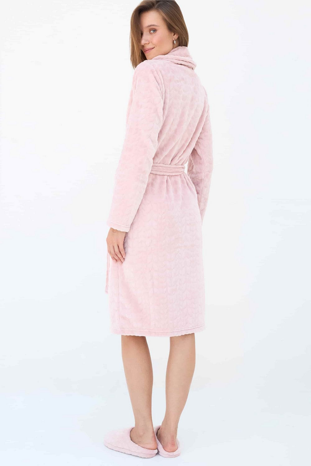 Флисовый халат с поясом LH561-11 Tyrol ashy rose