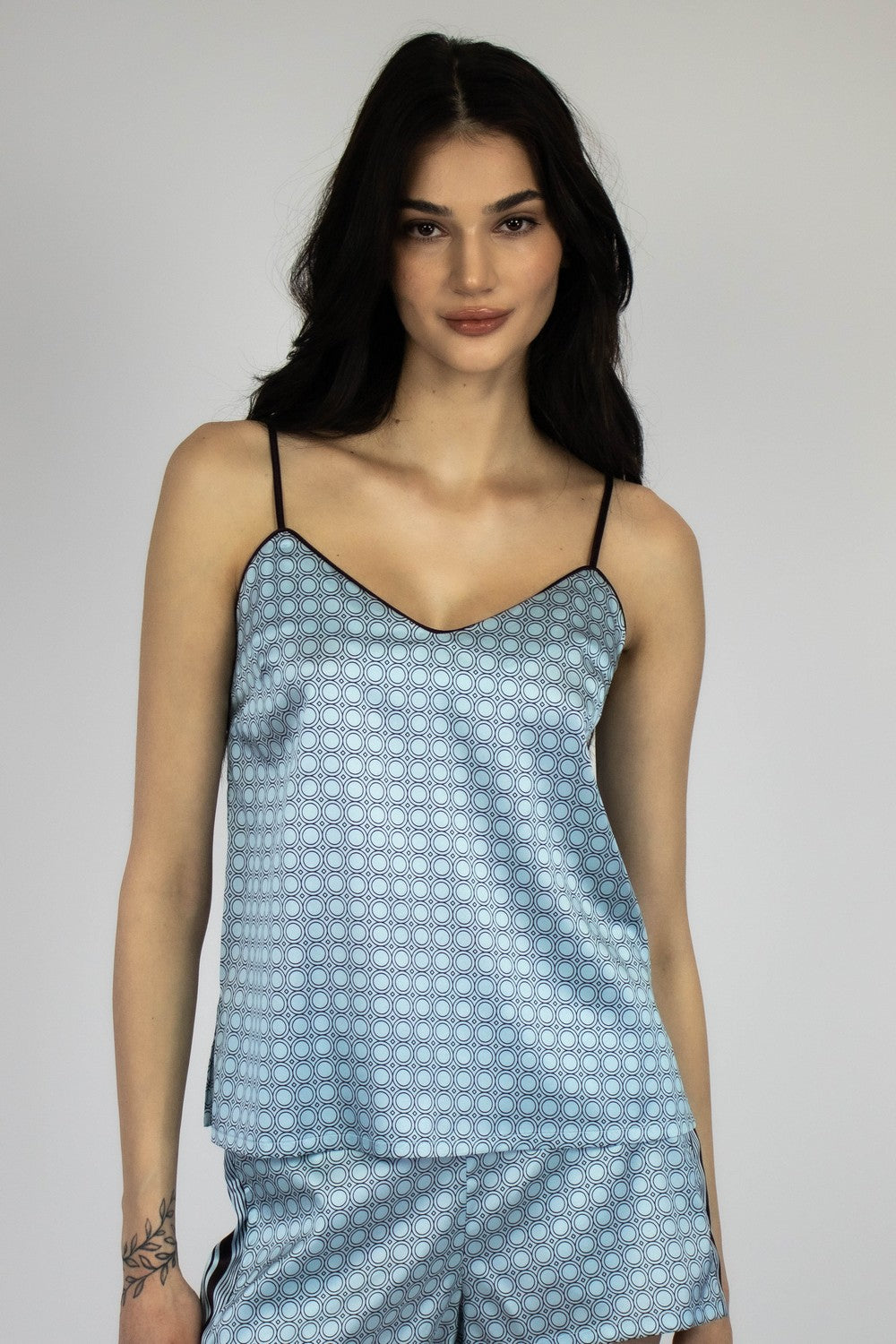 Шелковый пижамный топ 241202-01 The Lady blue