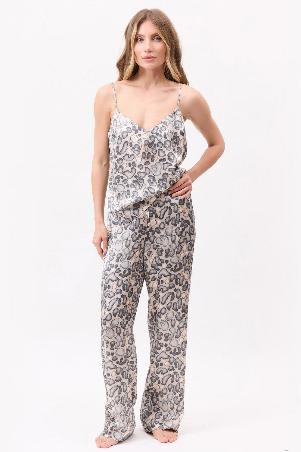 Пижамные брюки с карманами 251201-06 Animal Print snow leopard