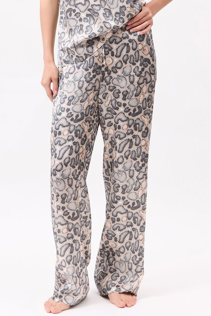 Пижамные брюки с карманами 251201-06 Animal Print snow leopard