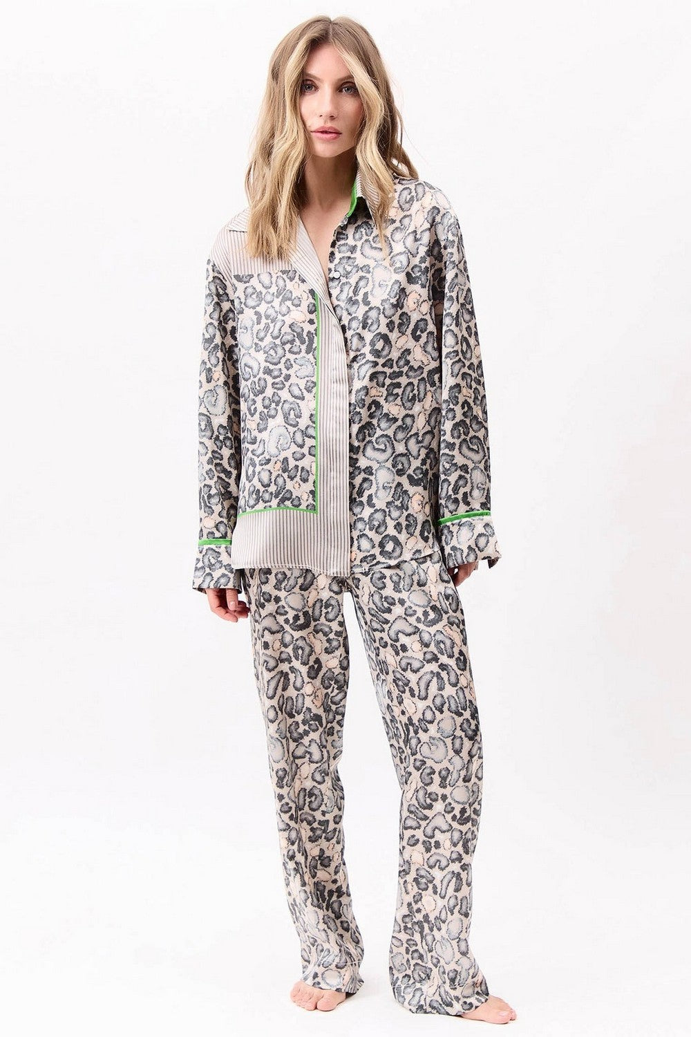 Пижамные брюки с карманами 251201-06 Animal Print snow leopard