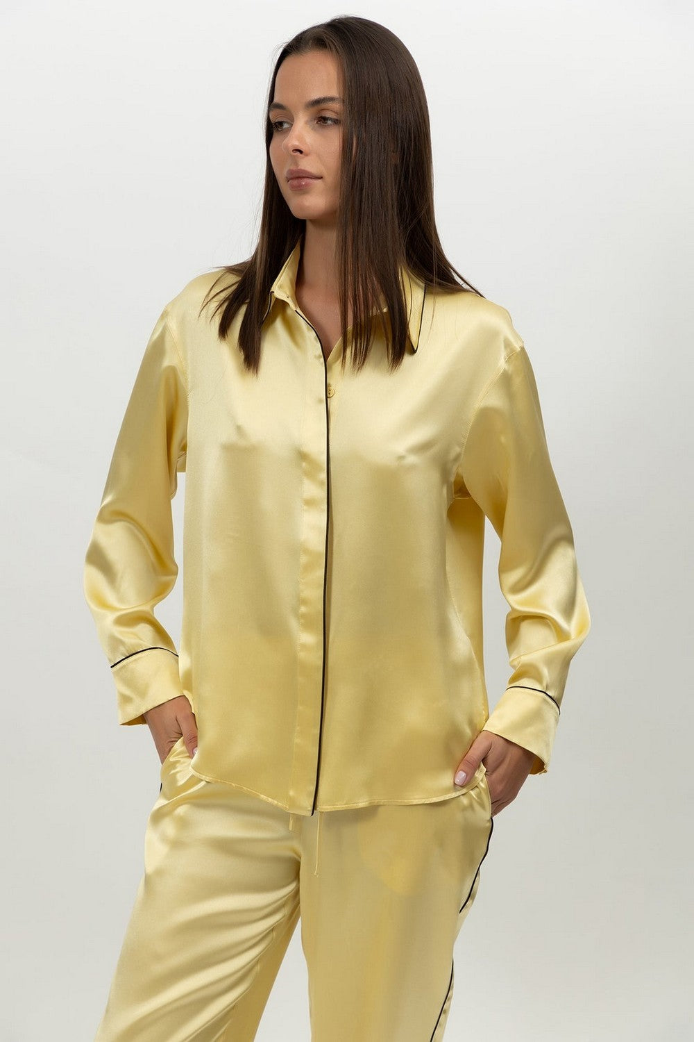 Пижамная блуза на пуговицах 251203-04 Lady panna cotta