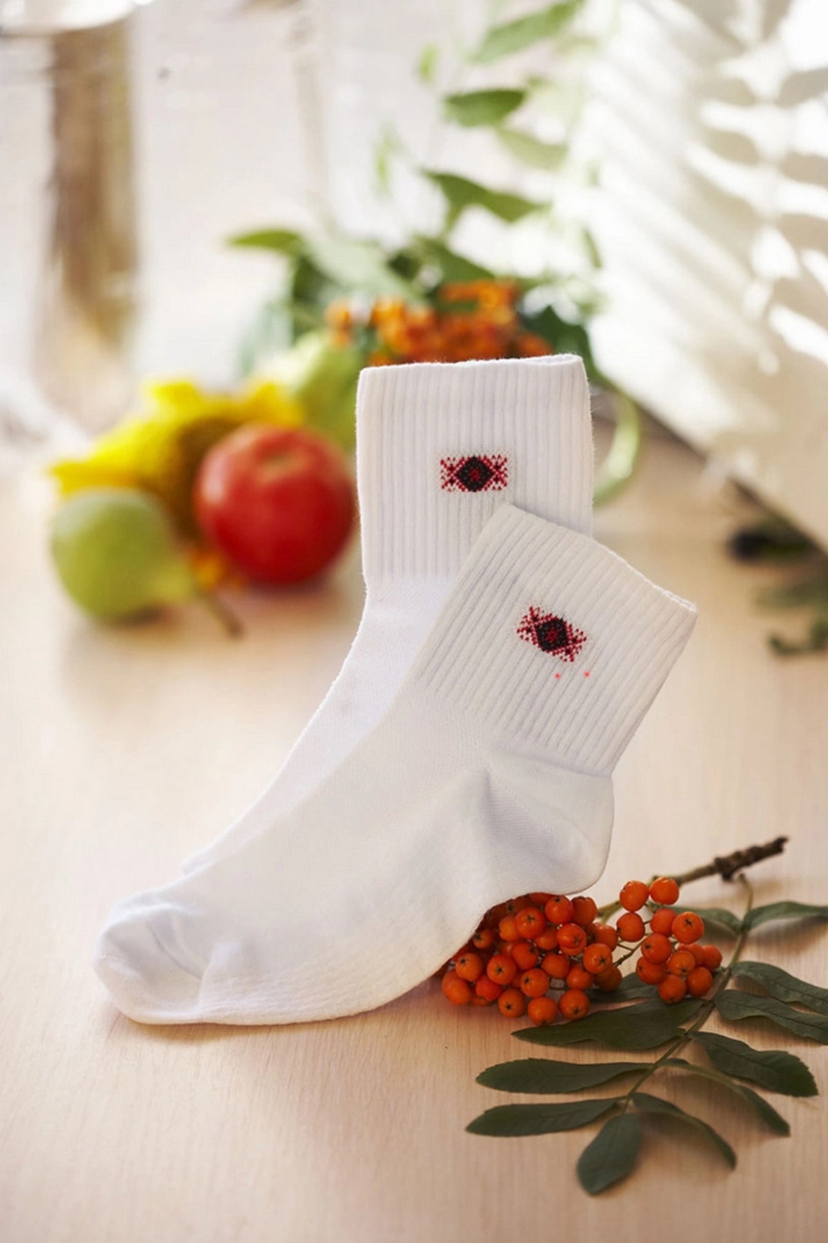 Бавовняні шкарпетки з орнаментом 04013 1-2 white Anabel Arto