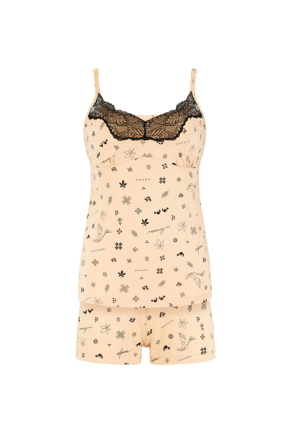 Пижама из хлопка 806-6212-4 black/beige