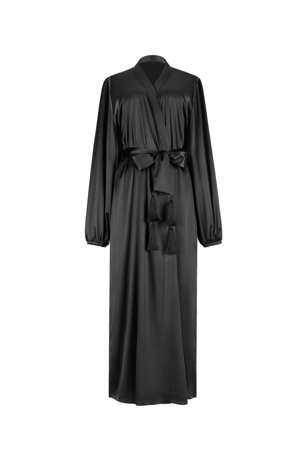 Сатиновый халат с поясом 806-6716 black