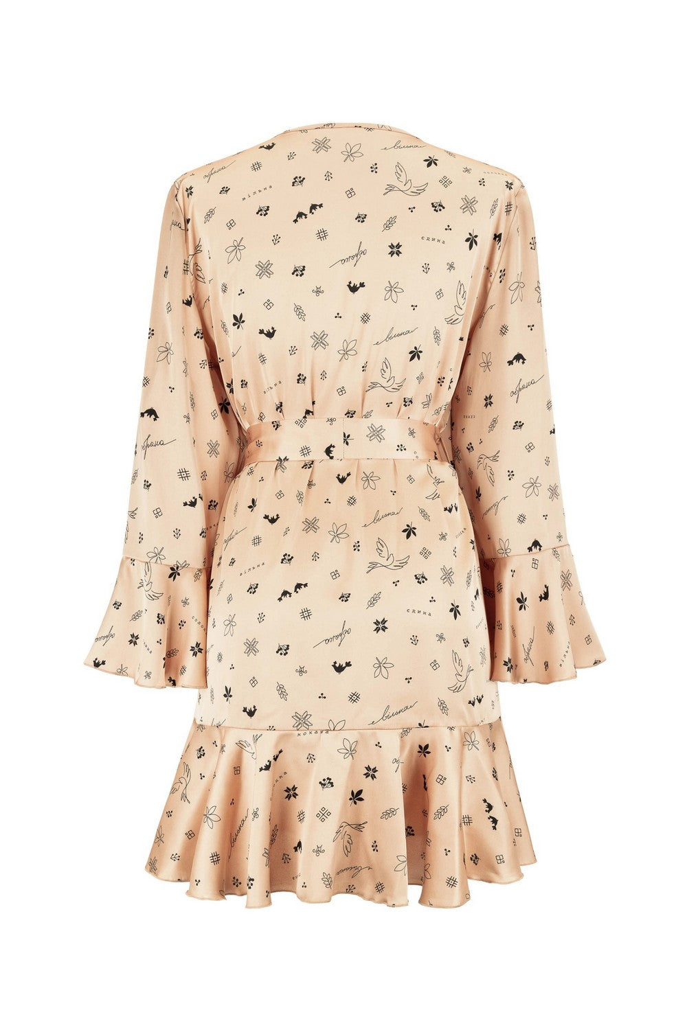 Сатиновий халат з воланами 806-6720 beige