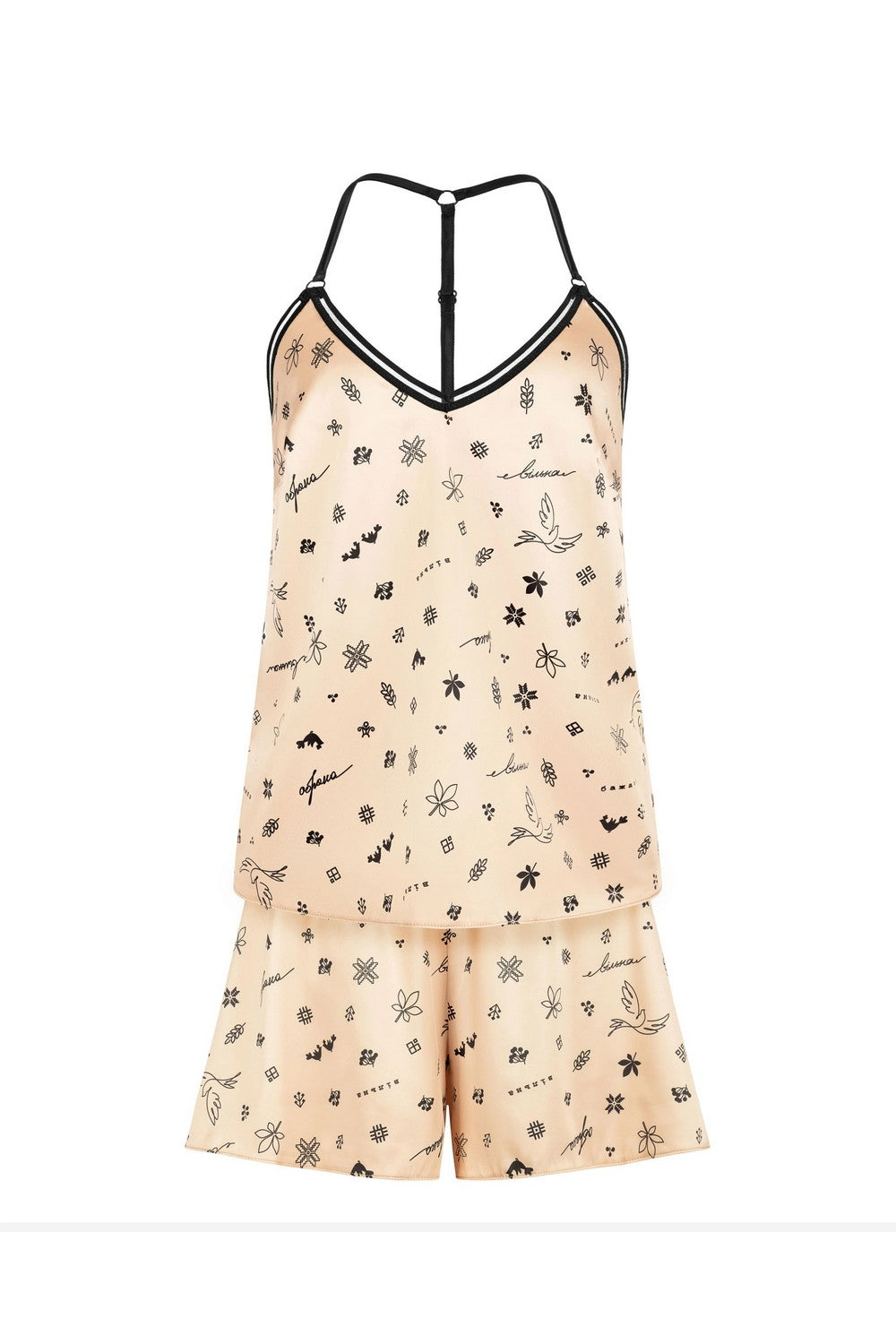 Сатиновая пижама с шортами 806-6817 beige