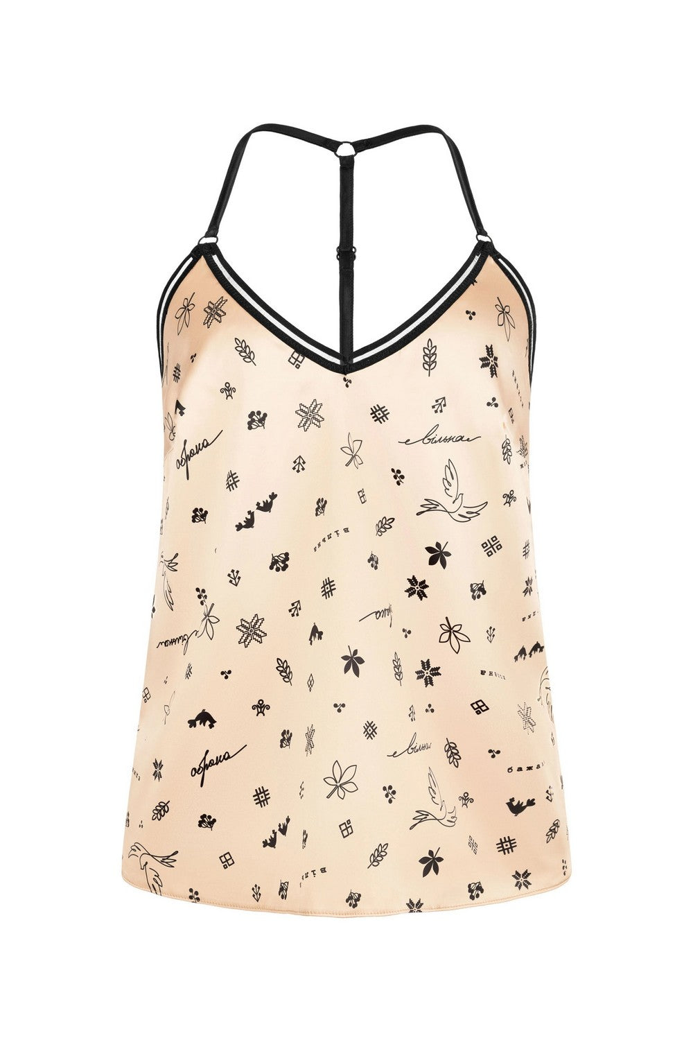 Сатиновая пижама с шортами 806-6817 beige