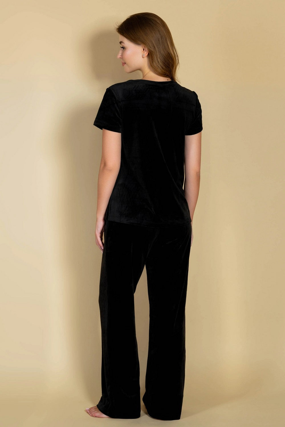 Велюровая пижама с брюками 808-6204 black