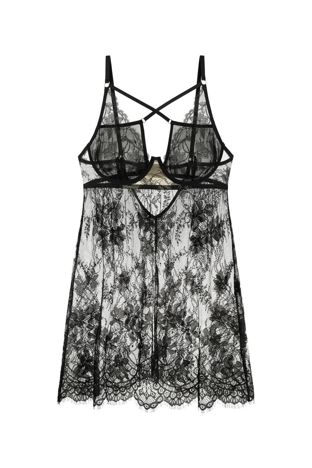 Напівпрозора сорочка з мережива 814-6088 black