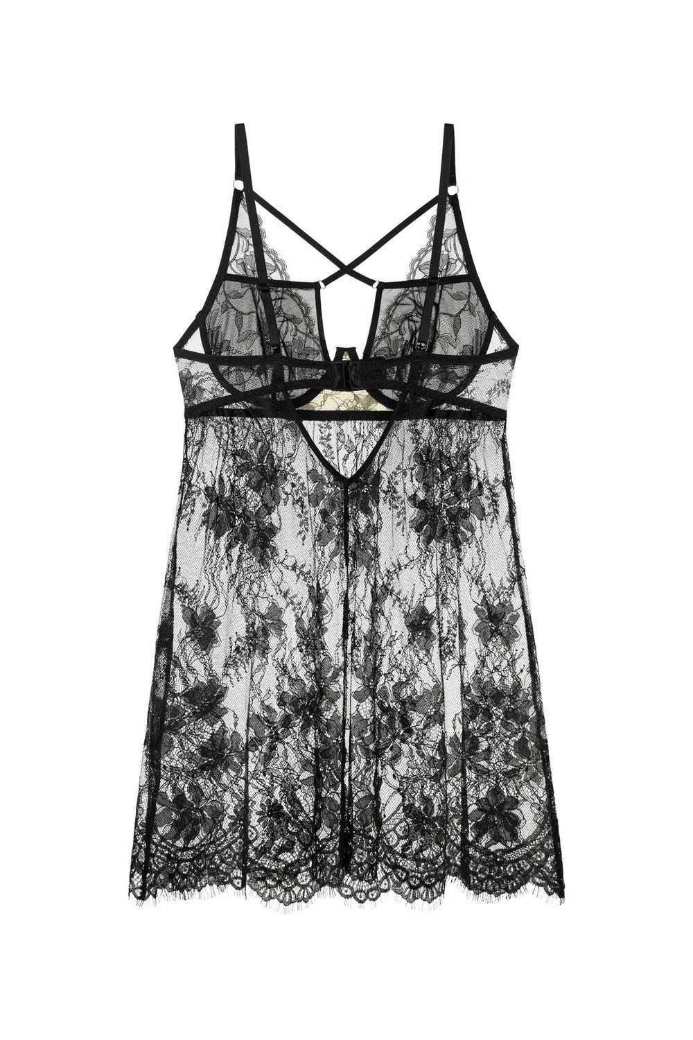 Напівпрозора сорочка з мережива 814-6088 black