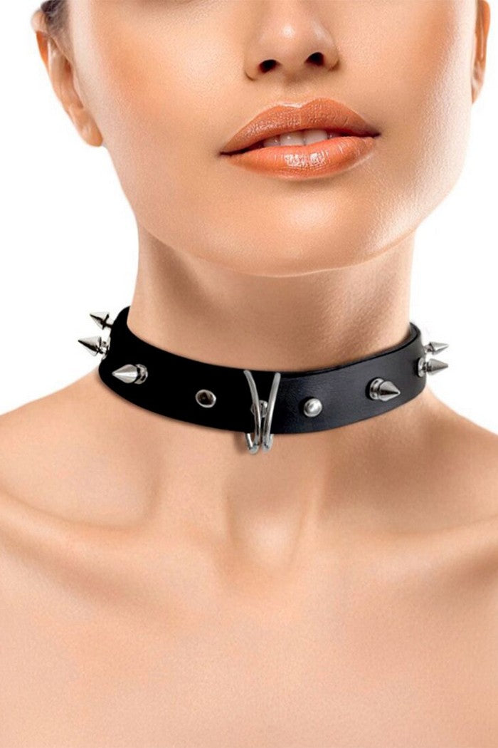 Кожаный ошейник с шипами Collar Spikes