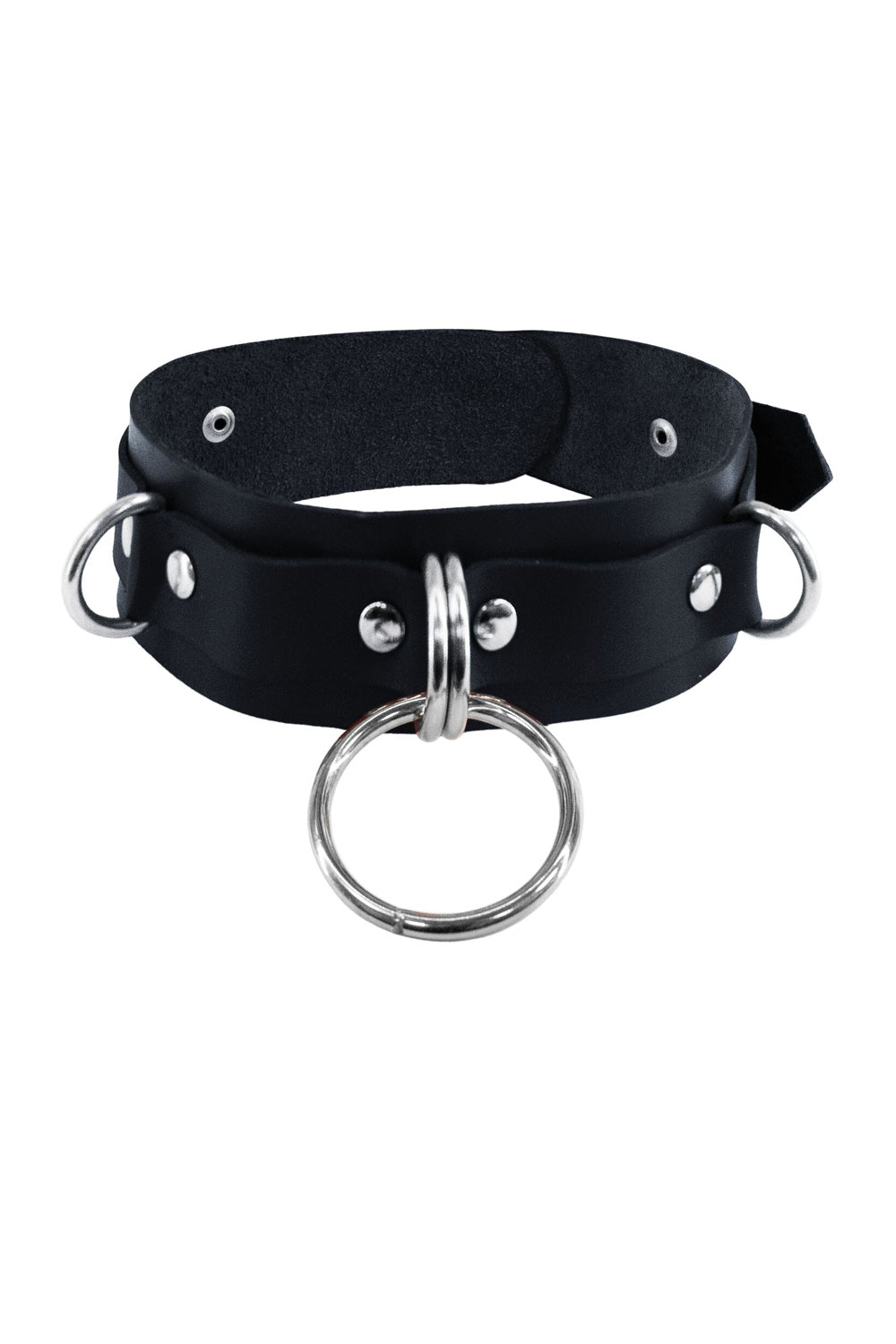 Шкіряний ошийник для фіксації D-Rings black Fetish Tentation