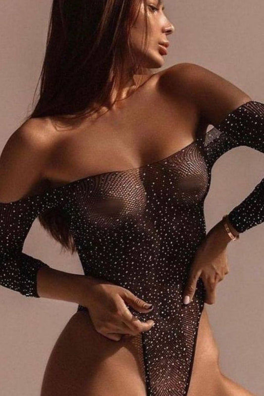 Прозрачное боди со стразами Sexi body P1077-1