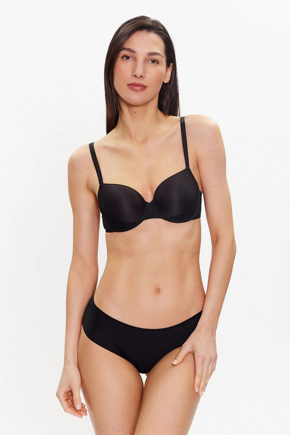 Трусики бразилиана с кружевом 40L4 Pila black