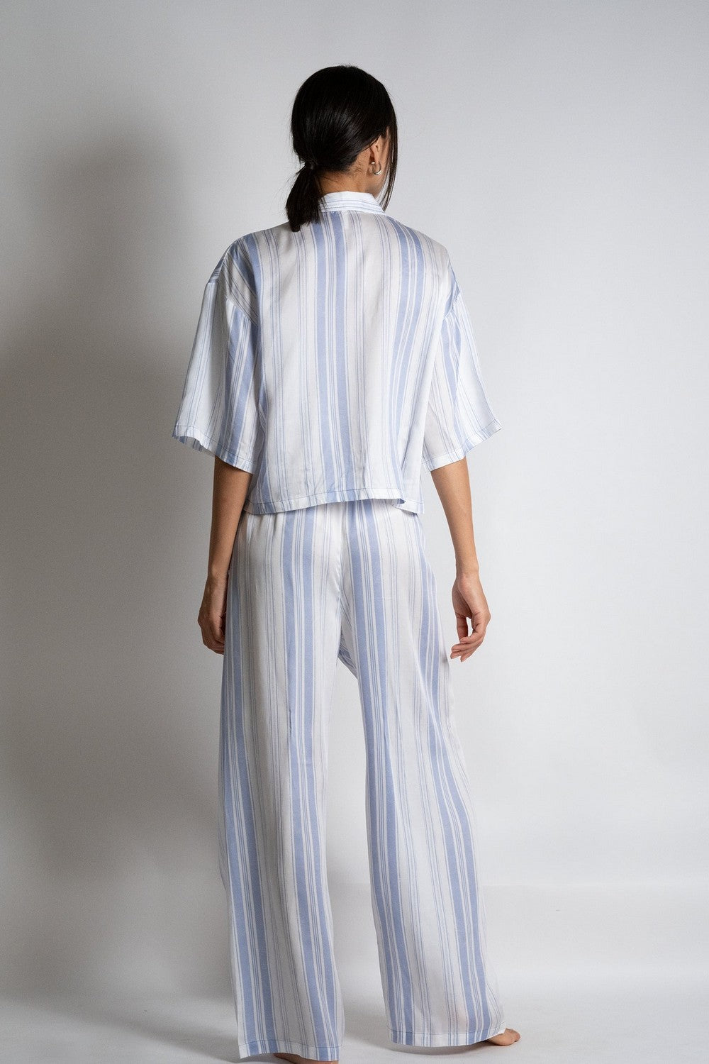 Пижамная блуза на пуговицах TH08 Chloe stripes print