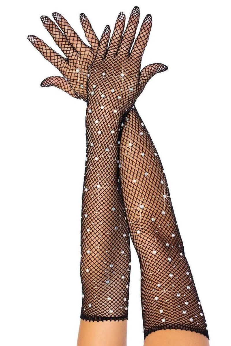 Длинные перчатки со стразами Rhinestone opera length gloves