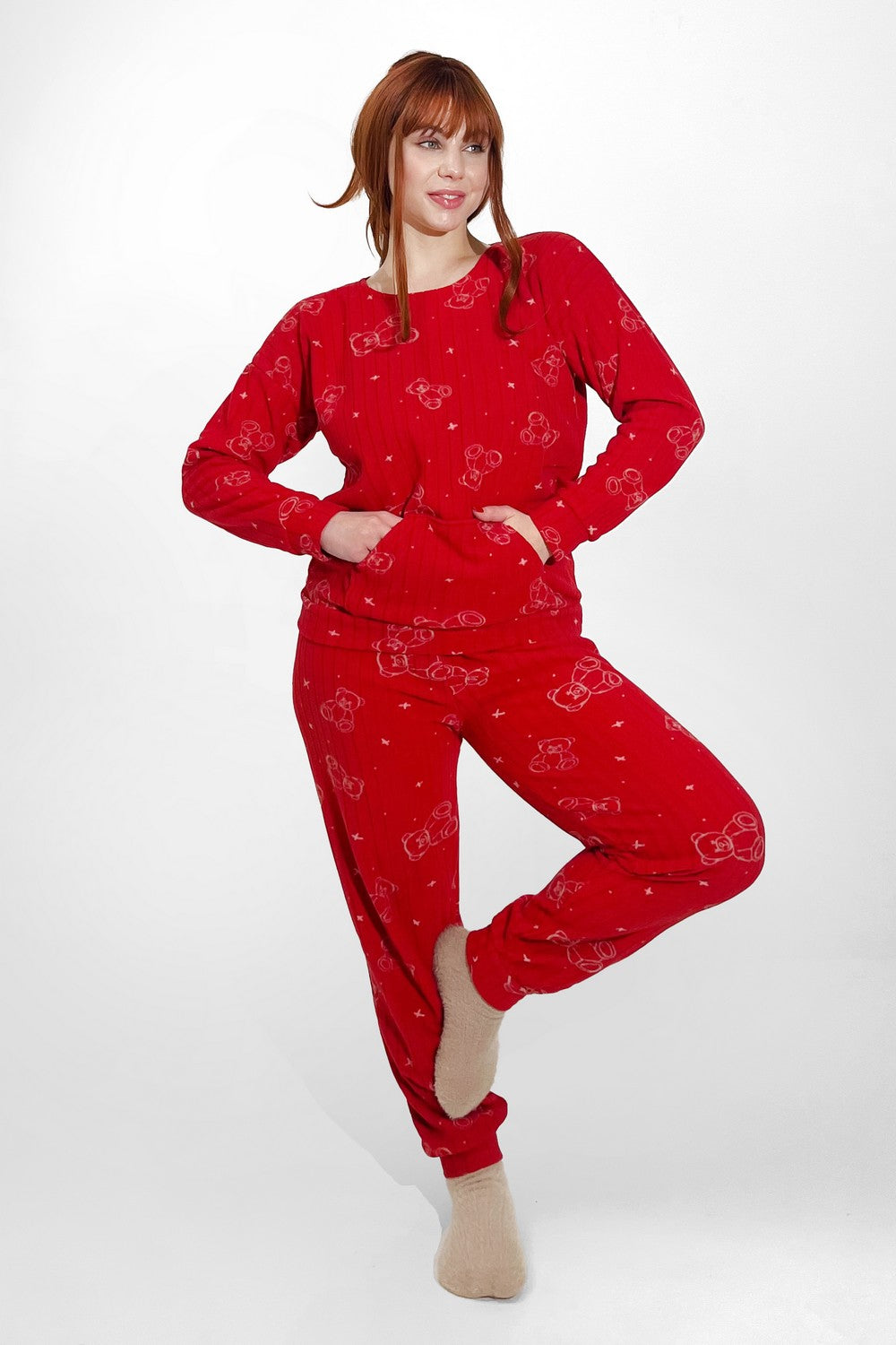 Флісова піжама в рубчик 3730-16