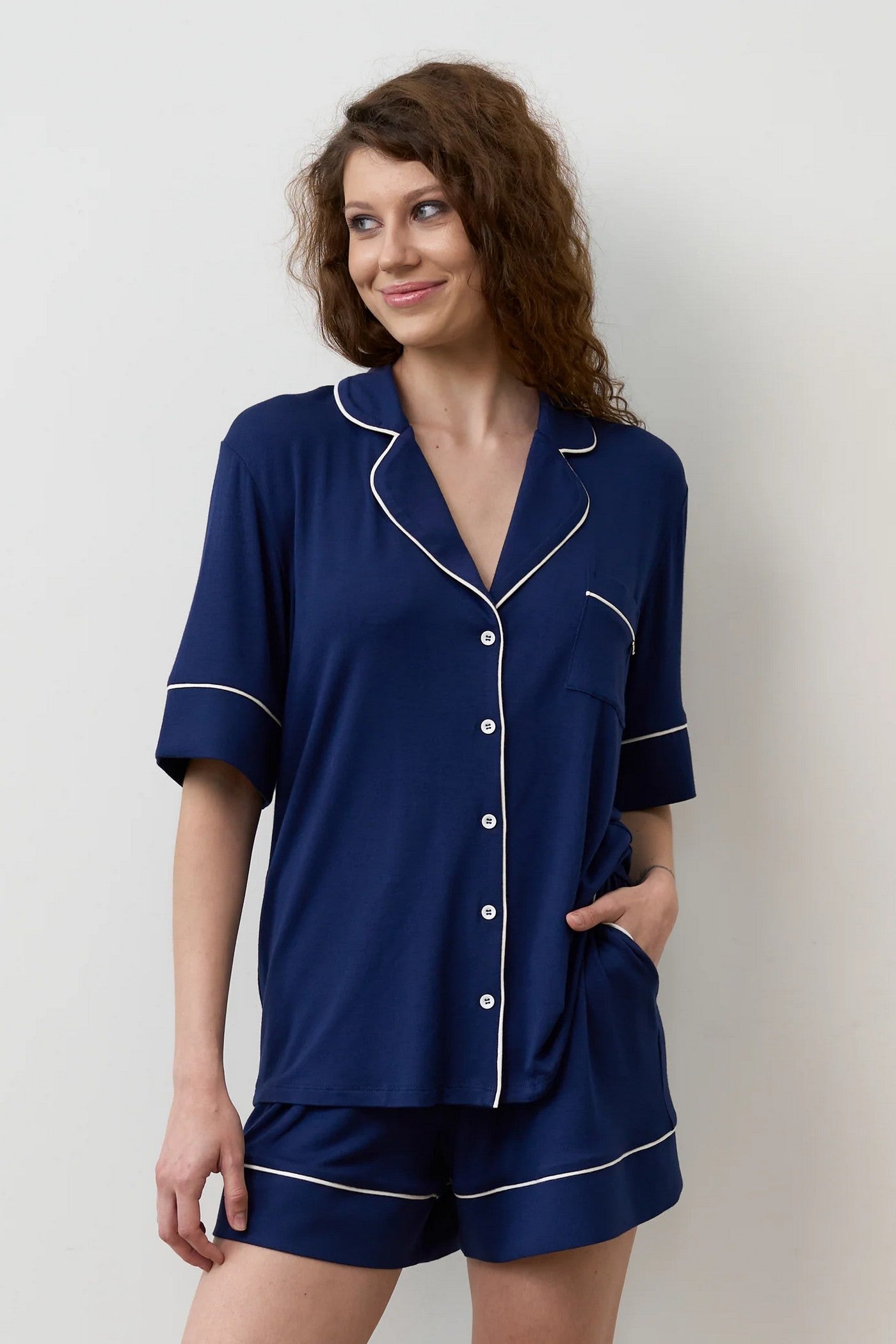 Пижама из бамбука 02115 dark blue