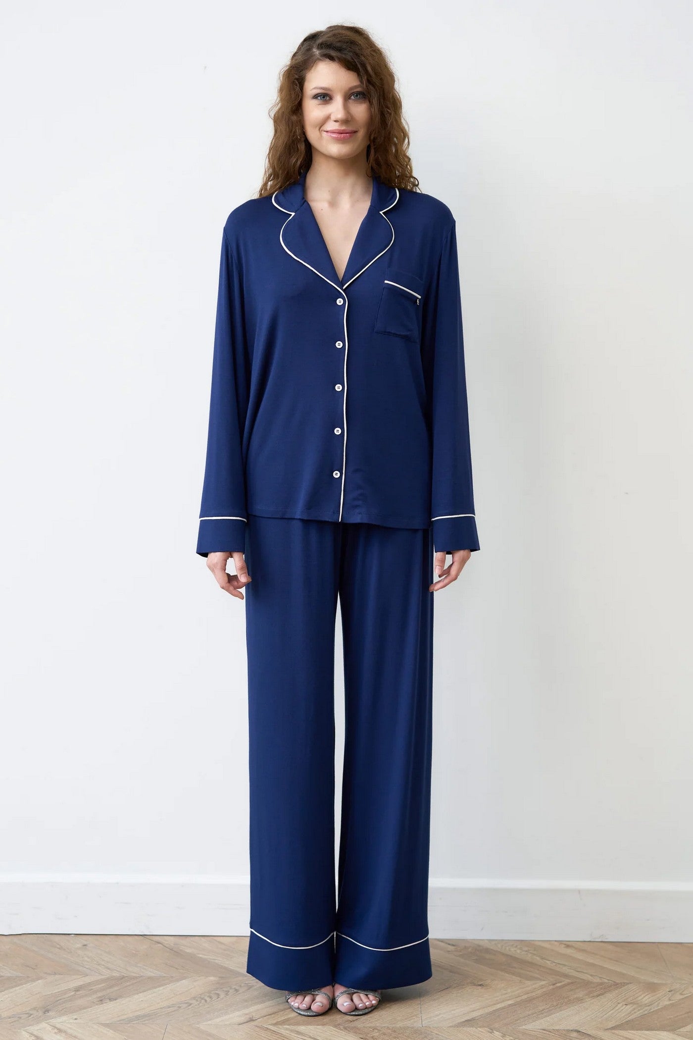 Пижама из бамбука 02116 dark blue