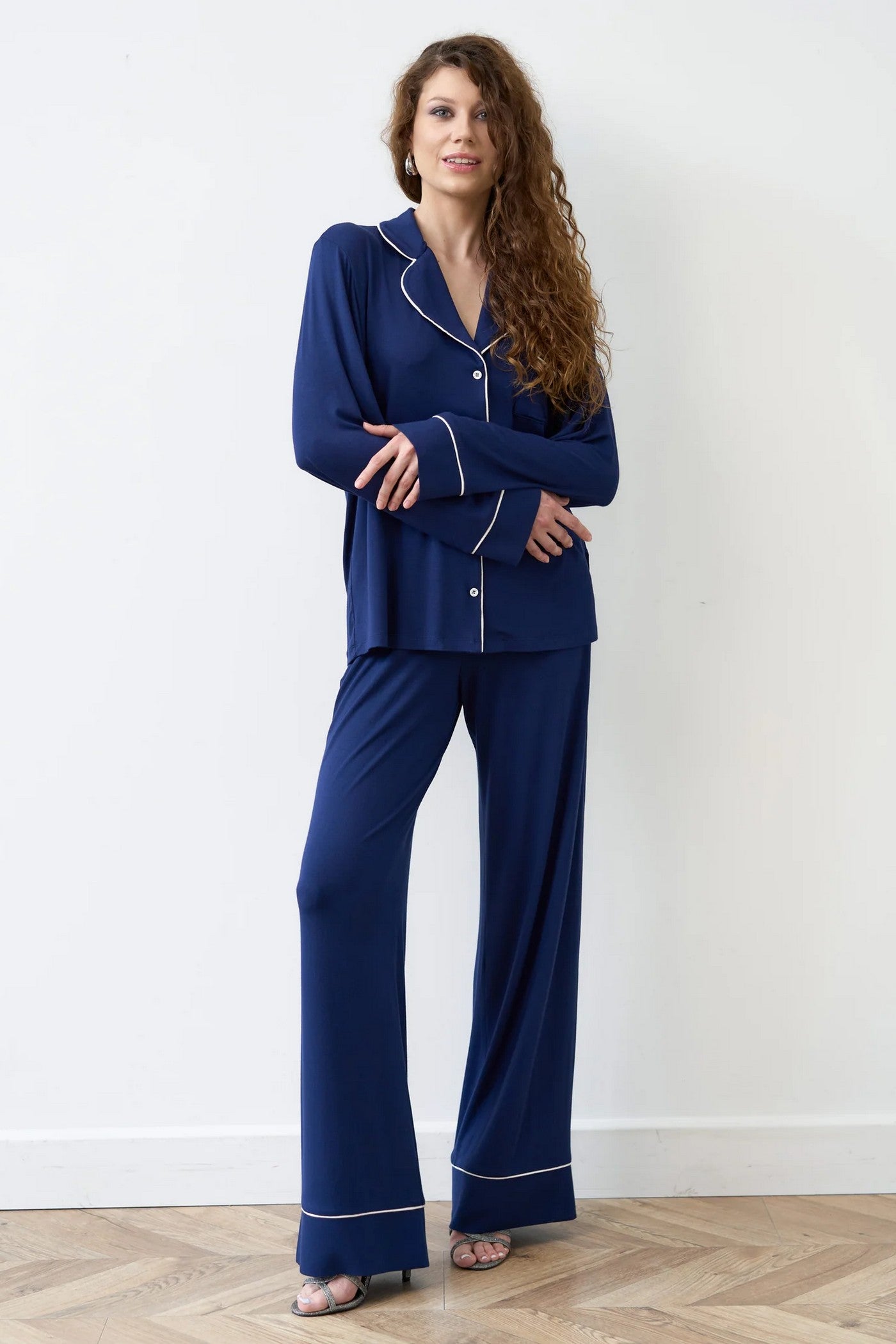 Пижама из бамбука 02116 dark blue