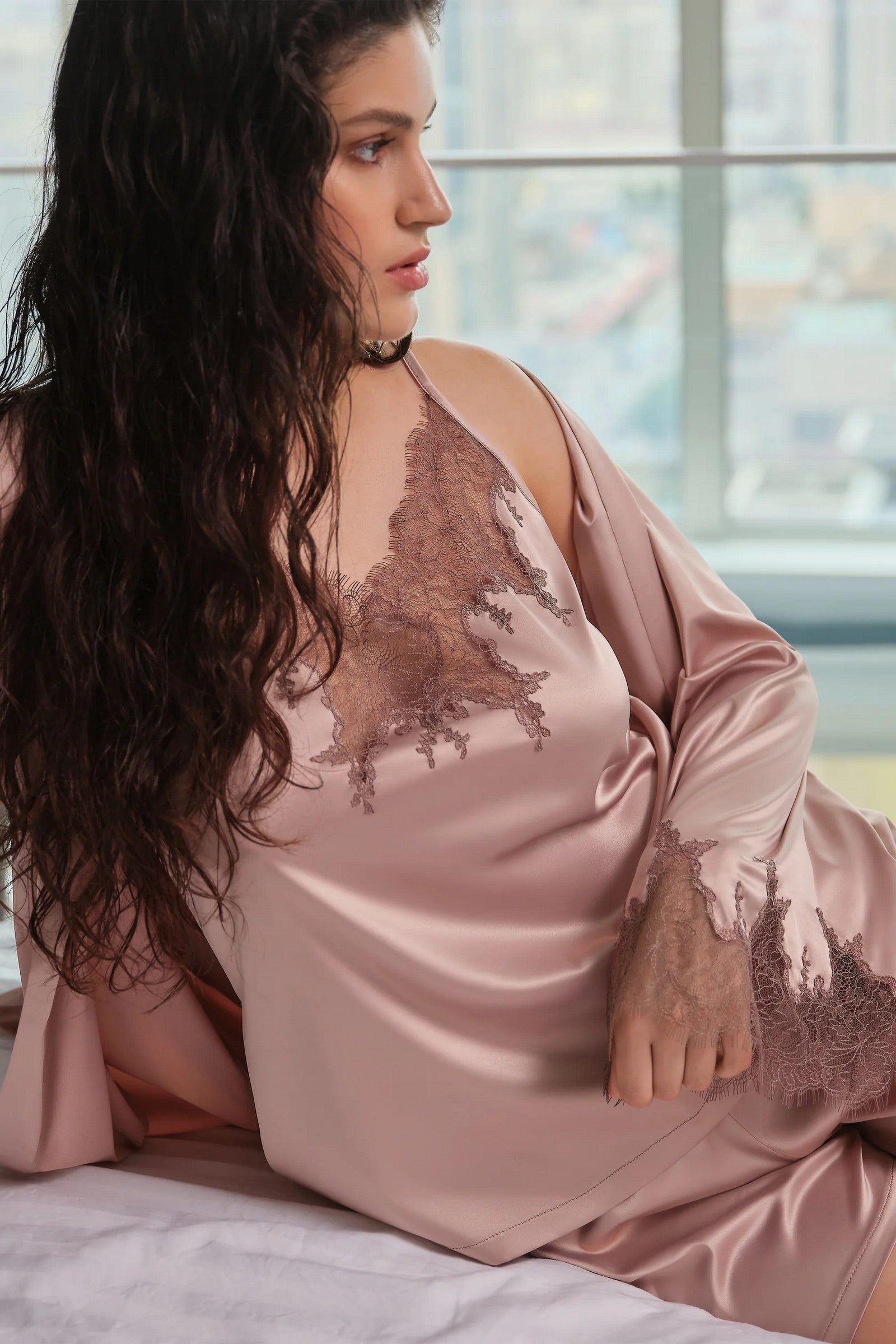 Пижама с кружевом S03405 rose beige