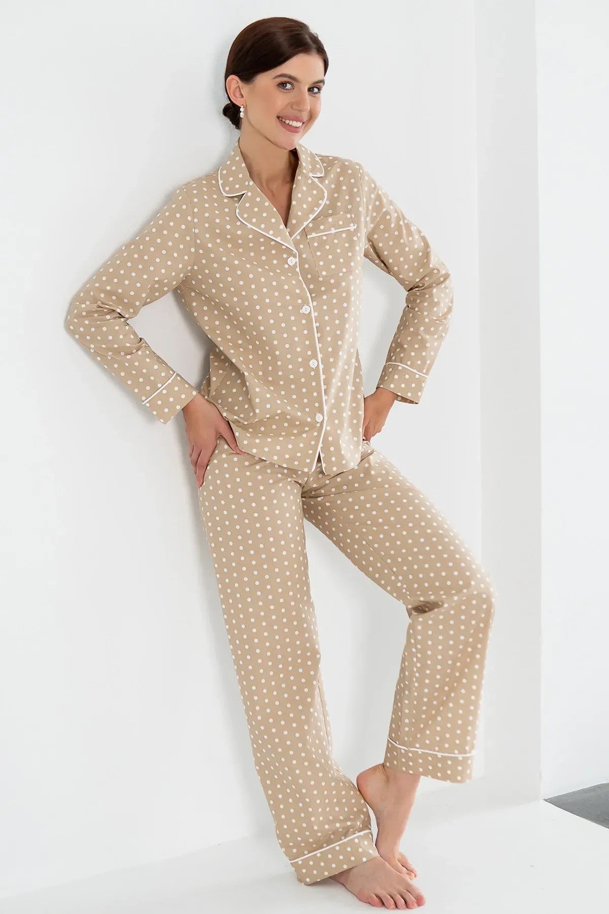 Хлопковая пижама в горошек Creamy Flakes HL0010-55-69