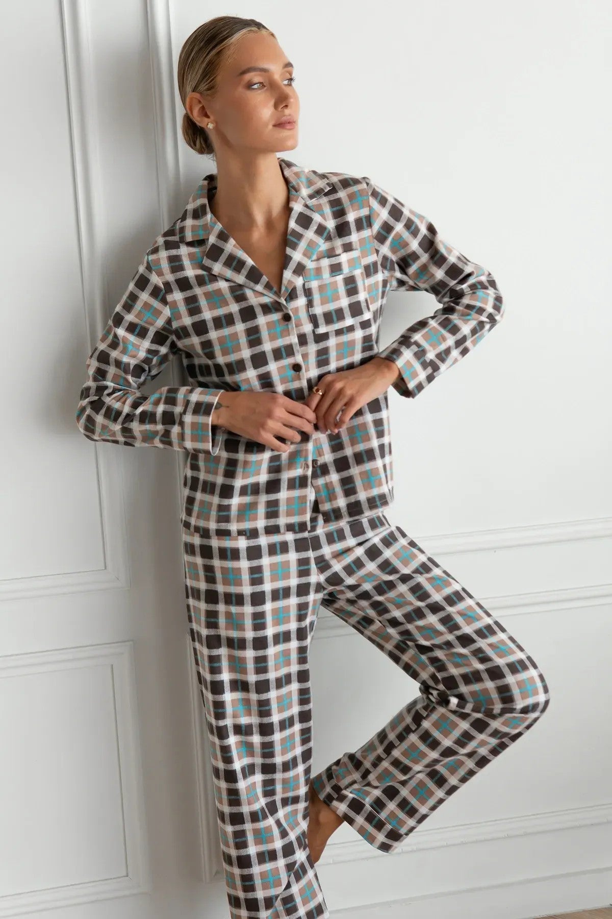Фланелевая пижама в клетку Kakao FL0057-98-69