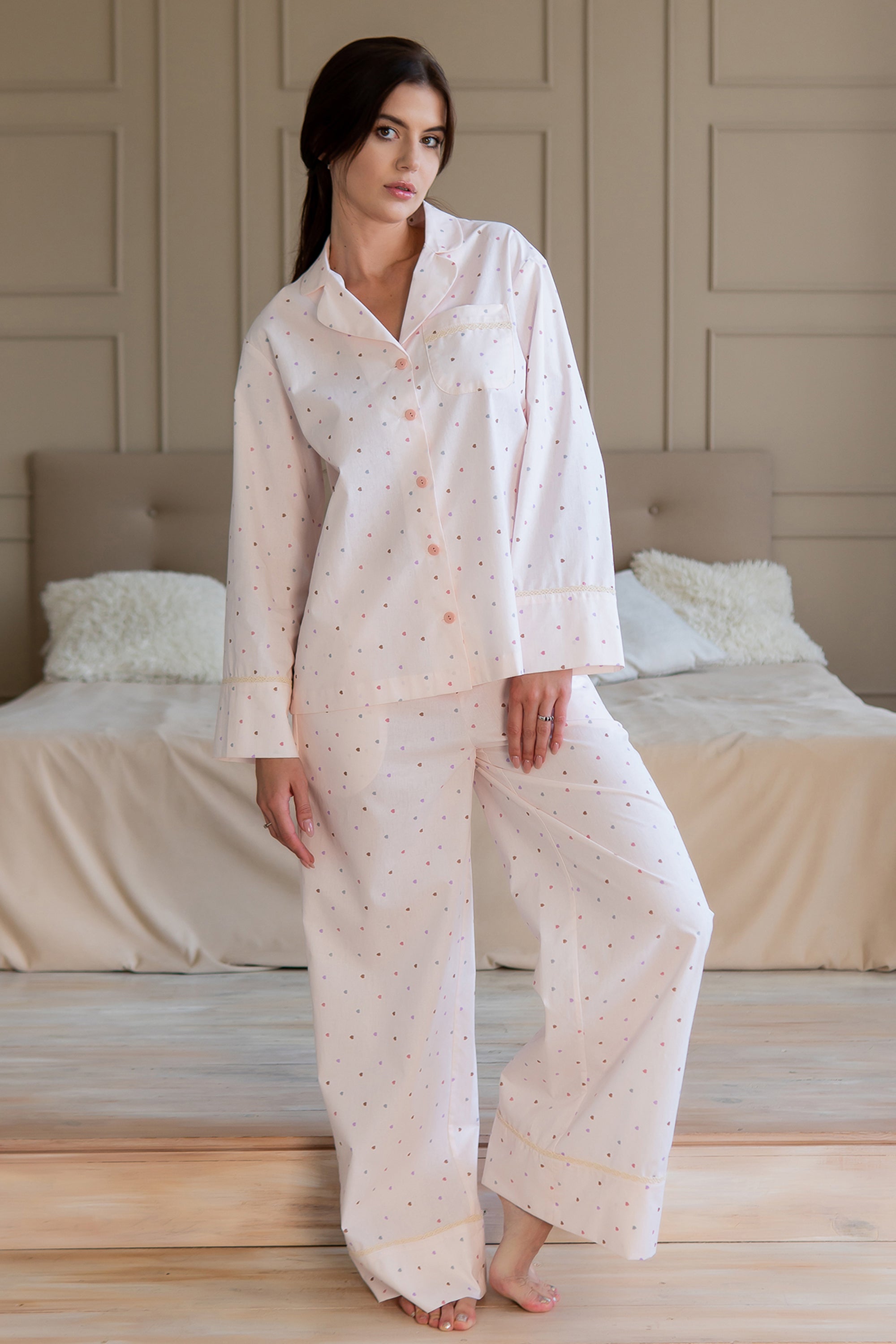 Бавовняна піжама з сердечками Love is HL0073-35-69