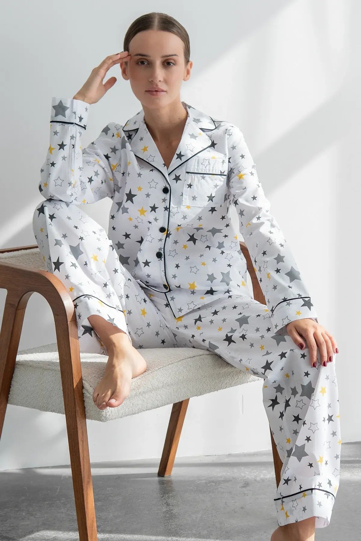 Хлопковая пижама с принтом Yellow Stars HL0010-57-69