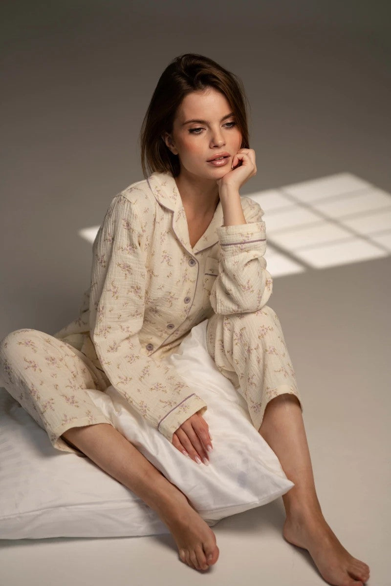 Муслиновая пижама с цветами 25133