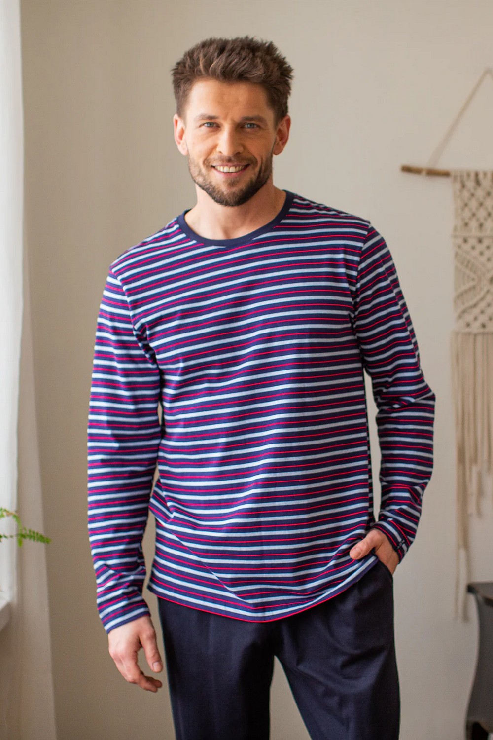 Хлопковая мужская пижама МNS 316 blue