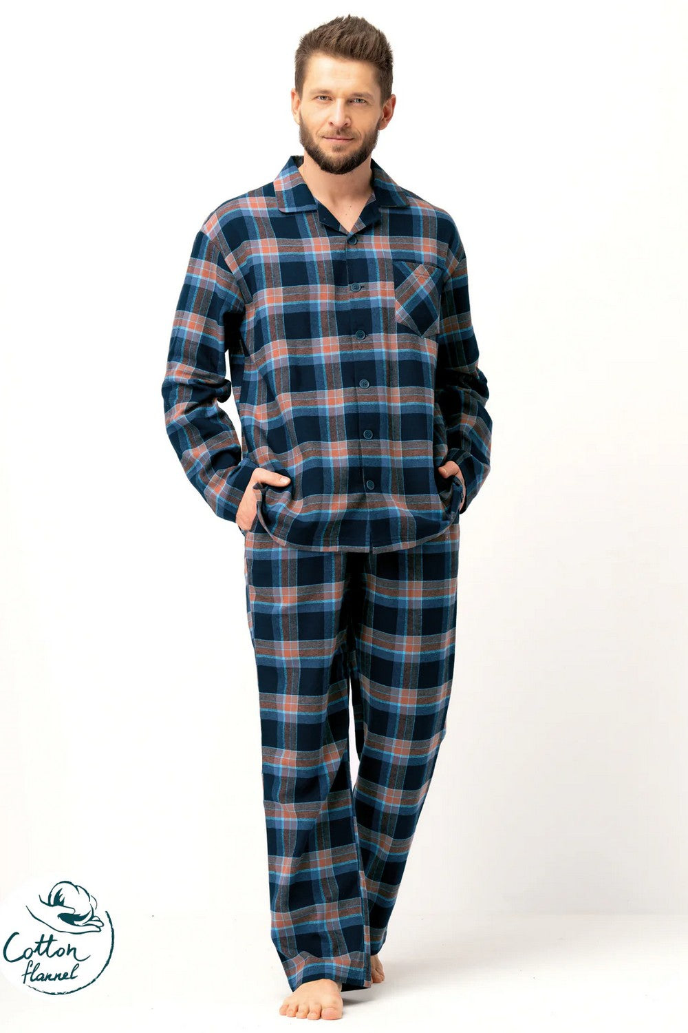 Мужская фланелевая пижама МNS 431 blue