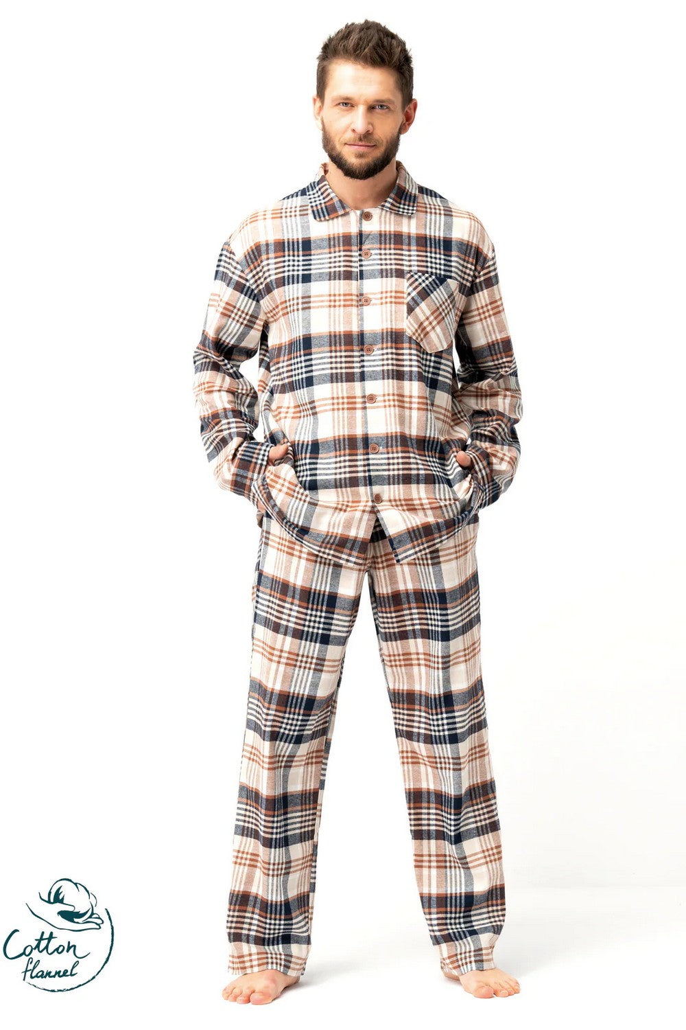 Мужская фланелевая пижама МNS 443 beige