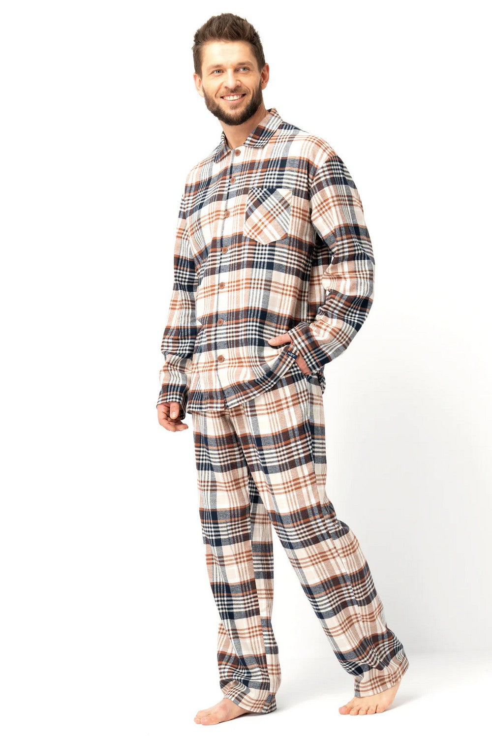 Чоловіча фланелева піжама МNS 443 beige