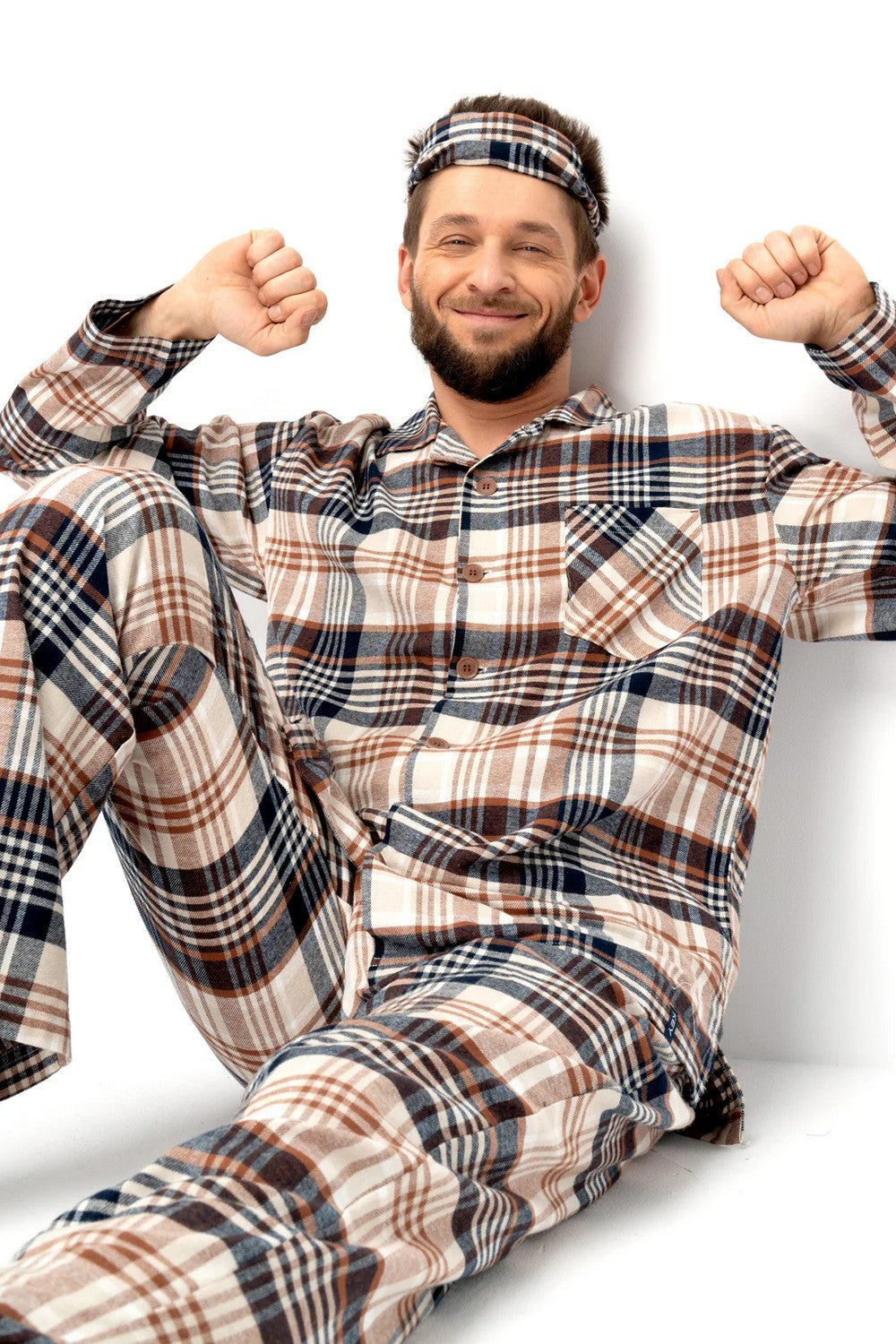 Чоловіча фланелева піжама МNS 443 beige