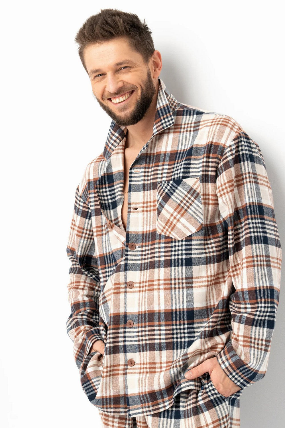 Чоловіча фланелева піжама МNS 443 beige