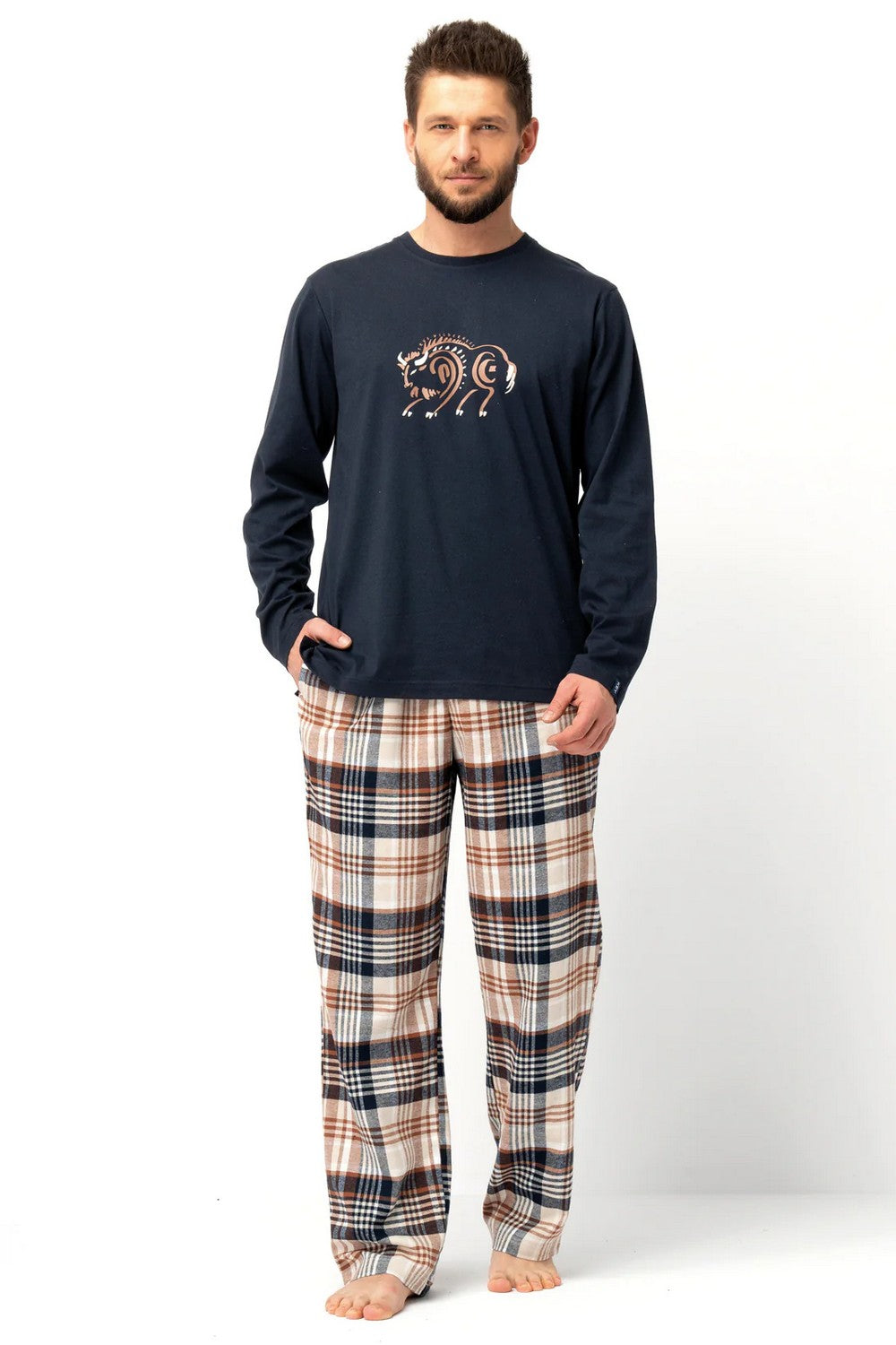 Мужская пижама с фланелевыми брюками МNS 444 blue