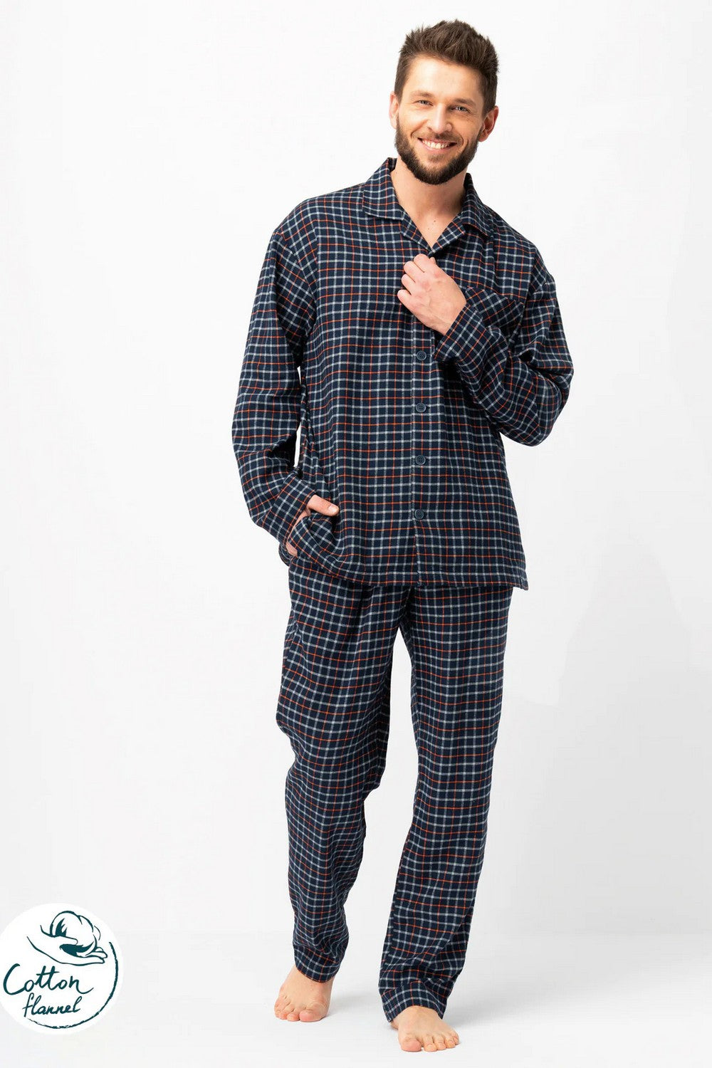 Мужская фланелевая пижама МNS 480 blue